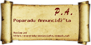 Poparadu Annunciáta névjegykártya